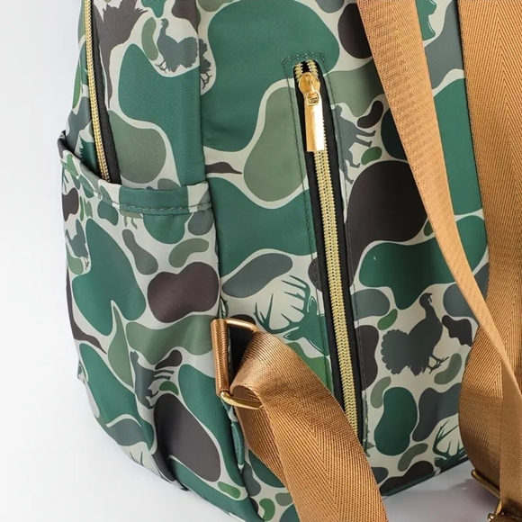 Trendy Camouflage Backpack with Gold Accents Turkey Duck Deer Labradore - Picture 4 of 9